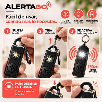 ALERTAGO® | Alarma Personal Recargable con Luz LED